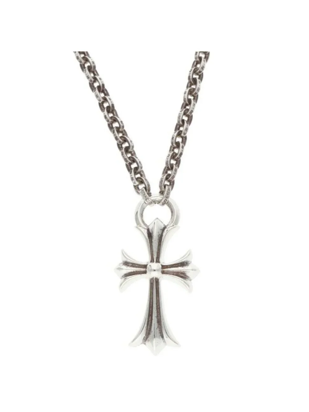 Chrome Hearts CH Crs Sml Paper Chain Small CH Cross Silver Necklace
